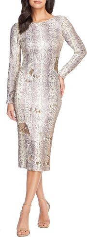 Dress the Population Women's Emery Sequin, Knee-Length, Bodycon, Scoop Neck Dress, White Multi, Small in Saudi Arabia