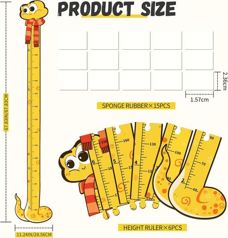 Wooden Growth Chart for Kids, Snake Height Chart for Boy Girls, Measuring Board for Kids Height,for Child's Room,Nursery Decor Decoration Wall Art (Snake) in Saudi Arabia