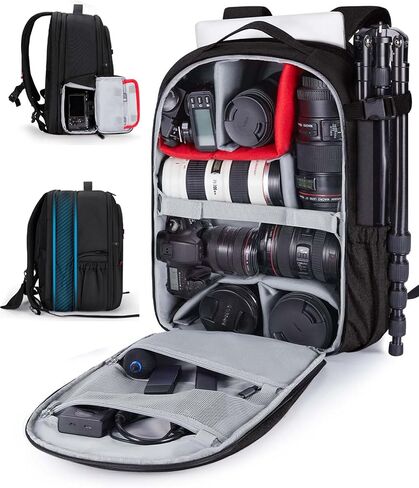 BAGSMART Camera Backpack, Expandable DSLR SLR Camera Bags for Photographers, Photography Travel Backpack with 15.6" Laptop Compartment, Rain Cover & Tripod Holder, Black in Saudi Arabia