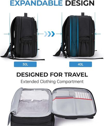 BAGSMART Camera Backpack, Expandable DSLR SLR Camera Bags for Photographers, Photography Travel Backpack with 15.6" Laptop Compartment, Rain Cover & Tripod Holder, Black in Saudi Arabia