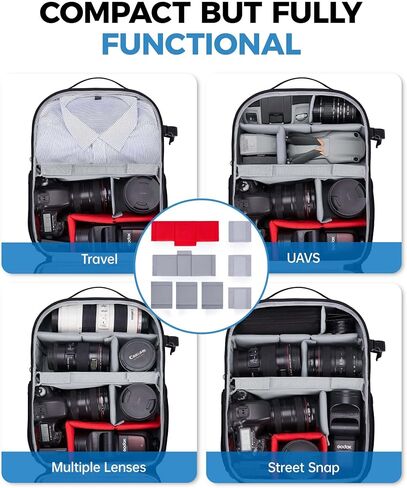 BAGSMART Camera Backpack, Expandable DSLR SLR Camera Bags for Photographers, Photography Travel Backpack with 15.6" Laptop Compartment, Rain Cover & Tripod Holder, Black in Saudi Arabia