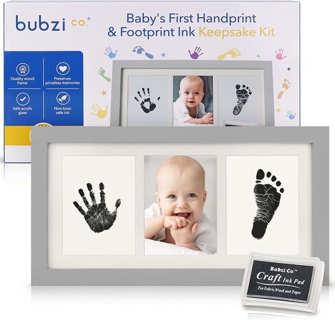Baby Handprint Kit & Footprint Photo Frame for Newborn Girls and Boys, Unique Baby Shower Gifts Set for Registry, Memorable Keepsake Decorations for Room Wall or Nursery Decor (White) in Saudi Arabia
