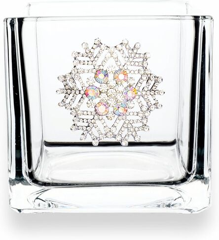 THE QUEENS' JEWELS Leopard Heart Jeweled 4x4 Candle Holder Vase - Unique Gift for Women, Birthday, Cute, Fun, Cocktail, Queen, Not Painted, Decorated, Bling, Bedazzled, Rhinestone in Saudi Arabia