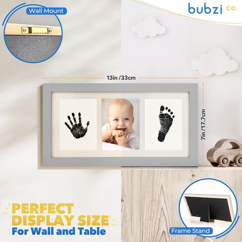 Baby Handprint Kit & Footprint Photo Frame for Newborn Girls and Boys, Unique Baby Shower Gifts Set for Registry, Memorable Keepsake Decorations for Room Wall or Nursery Decor (White) in Saudi Arabia