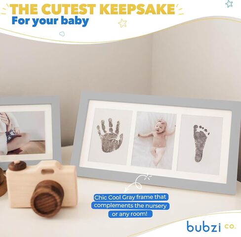 Baby Handprint Kit & Footprint Photo Frame for Newborn Girls and Boys, Unique Baby Shower Gifts Set for Registry, Memorable Keepsake Decorations for Room Wall or Nursery Decor (White) in Saudi Arabia