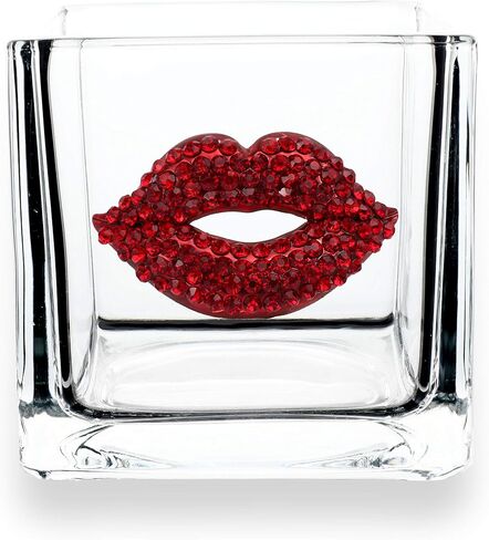 THE QUEENS' JEWELS Leopard Heart Jeweled 4x4 Candle Holder Vase - Unique Gift for Women, Birthday, Cute, Fun, Cocktail, Queen, Not Painted, Decorated, Bling, Bedazzled, Rhinestone in Saudi Arabia