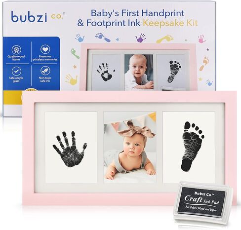 Baby Handprint Kit & Footprint Photo Frame for Newborn Girls and Boys, Unique Baby Shower Gifts Set for Registry, Memorable Keepsake Decorations for Room Wall or Nursery Decor (White) in Saudi Arabia