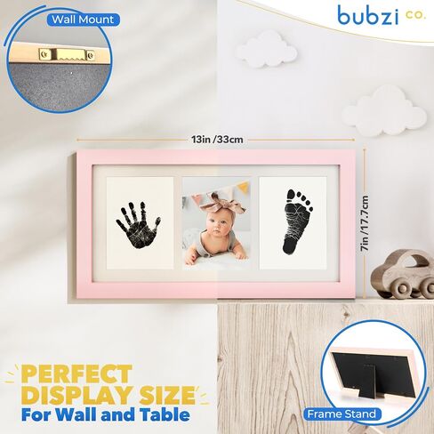 Baby Handprint Kit & Footprint Photo Frame for Newborn Girls and Boys, Unique Baby Shower Gifts Set for Registry, Memorable Keepsake Decorations for Room Wall or Nursery Decor (White) in Saudi Arabia