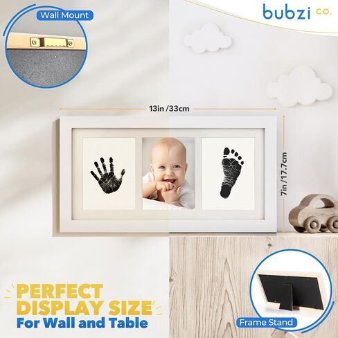 طقم Bubzi Baby Hand & Stapprint - التذكار للأطفال ، هدية أمي جديدة - طباعة اليد وطباعة الطفل مع وسادة الحبر ليد الطفل وآثار أقدام - هدايا استحمام الطفل الفريدة للآباء الجدد (أبيض) in Kuwait