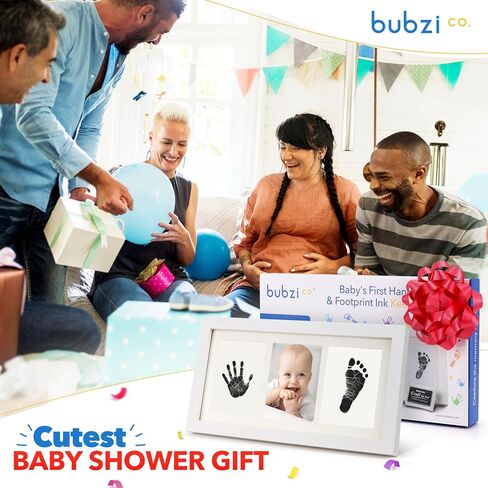 طقم Bubzi Baby Hand & Stapprint - التذكار للأطفال ، هدية أمي جديدة - طباعة اليد وطباعة الطفل مع وسادة الحبر ليد الطفل وآثار أقدام - هدايا استحمام الطفل الفريدة للآباء الجدد (أبيض) in Kuwait