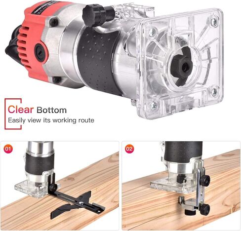 Compact Wood Palm Router Tool Hand Trimmer Woodworking Joiner Cutting Palmming Tool 30000R/MIN 650-800W 110V with 12PCS 1/4" Router Bits in Saudi Arabia