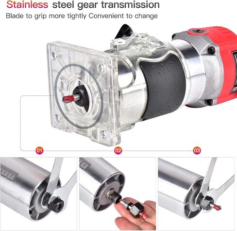 Compact Wood Palm Router Tool Hand Trimmer Woodworking Joiner Cutting Palmming Tool 30000R/MIN 650-800W 110V with 12PCS 1/4" Router Bits in Saudi Arabia
