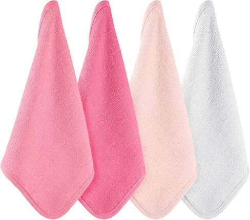 12 Pack Colorful Baby Washcloths 12 * 12 inch Newborn Wash Cloths Baby Soft Cotton Towels Reusable Baby Wipes for Face Baby Shower Gifts, 4 Colors(Pink) in Kuwait