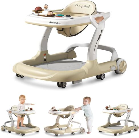 Baby Walker with Wheels,Music and Lights Baby Walker with 9 Adjustable Heights,Baby Walkers and Activity Center with Foot Pads,Anti-Fall Baby Walker and Bouncer Combo for Boys Girls Babies 6-18 Months in Saudi Arabia