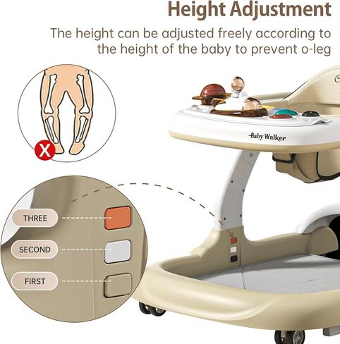 Baby Walker with Wheels,Music and Lights Baby Walker with 9 Adjustable Heights,Baby Walkers and Activity Center with Foot Pads,Anti-Fall Baby Walker and Bouncer Combo for Boys Girls Babies 6-18 Months in Saudi Arabia