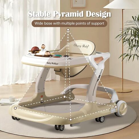 Baby Walker with Wheels,Music and Lights Baby Walker with 9 Adjustable Heights,Baby Walkers and Activity Center with Foot Pads,Anti-Fall Baby Walker and Bouncer Combo for Boys Girls Babies 6-18 Months in Saudi Arabia