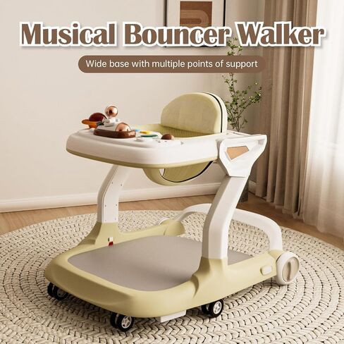Baby Walker with Wheels,Music and Lights Baby Walker with 9 Adjustable Heights,Baby Walkers and Activity Center with Foot Pads,Anti-Fall Baby Walker and Bouncer Combo for Boys Girls Babies 6-18 Months in Saudi Arabia
