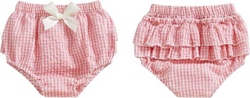 Newborn Infant Baby Girl Ruffle Diaper Covers Bloomers Striped Plaid Shorts Summer Outfits in Saudi Arabia
