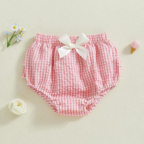 Newborn Infant Baby Girl Ruffle Diaper Covers Bloomers Striped Plaid Shorts Summer Outfits in Saudi Arabia