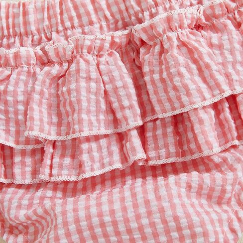 Newborn Infant Baby Girl Ruffle Diaper Covers Bloomers Striped Plaid Shorts Summer Outfits in Saudi Arabia