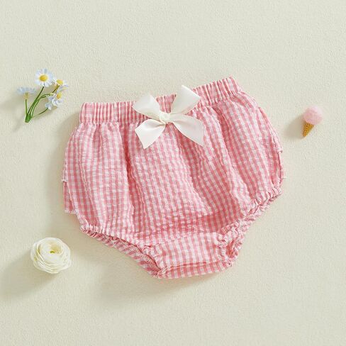 Newborn Infant Baby Girl Ruffle Diaper Covers Bloomers Striped Plaid Shorts Summer Outfits in Saudi Arabia