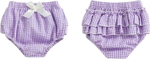 Newborn Infant Baby Girl Ruffle Diaper Covers Bloomers Striped Plaid Shorts Summer Outfits in Saudi Arabia