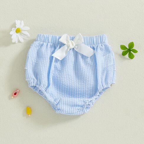 الأطفال المولود الجديد طفلة حفاضات الكشكش يغطي Bloomers مخططة السراويل السراويل الصيفية in Kuwait