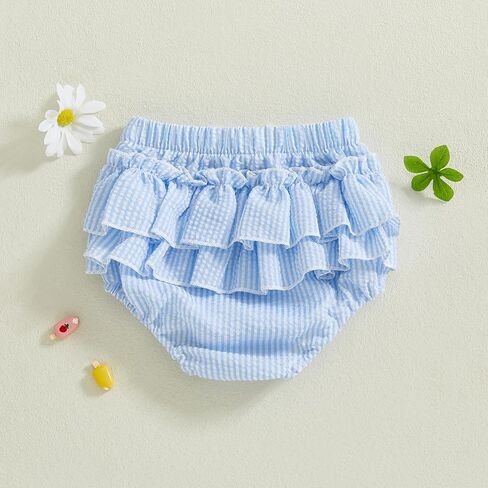 الأطفال المولود الجديد طفلة حفاضات الكشكش يغطي Bloomers مخططة السراويل السراويل الصيفية in Kuwait
