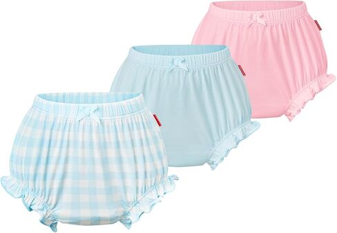 Bamboo Viscose Diaper Covers for Girls Infant and Toddler 3-Pack Ruffle Baby Bloomers in Kuwait