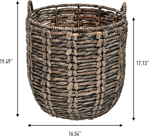happimess BSK1003B Laurel 19.49" Bohemian Handwoven Abaca Hamper Basket with Handles, Brown for Storage and Decoration in Bathroom, Bedroom, Living Room in Kuwait