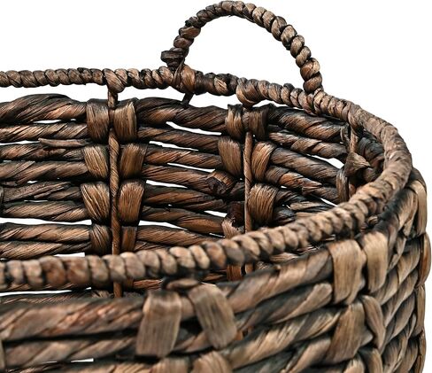 happimess BSK1003B Laurel 19.49" Bohemian Handwoven Abaca Hamper Basket with Handles, Brown for Storage and Decoration in Bathroom, Bedroom, Living Room in Kuwait