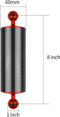 D60mm الألياف الكربونية العائمة ذراع لترتيل ، ذراع مائية ، ذراع مزدوج الكرة خفيفة الوزن للكاميرا تحت الماء ، صينية الغوص ، ضوء الفيديو ، و strobe (أسود ، D60mm 5 بوصة) in Kuwait