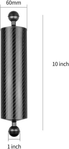 D60mm الألياف الكربونية العائمة ذراع لترتيل ، ذراع مائية ، ذراع مزدوج الكرة خفيفة الوزن للكاميرا تحت الماء ، صينية الغوص ، ضوء الفيديو ، و strobe (أسود ، D60mm 5 بوصة) in Kuwait