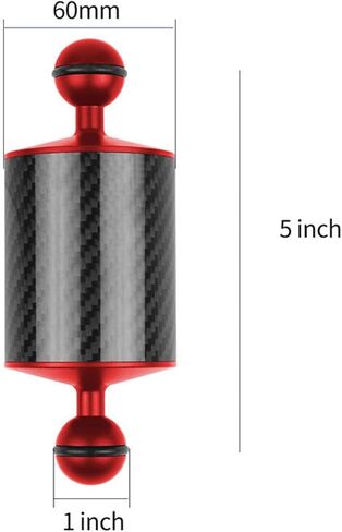 D60mm الألياف الكربونية العائمة ذراع لترتيل ، ذراع مائية ، ذراع مزدوج الكرة خفيفة الوزن للكاميرا تحت الماء ، صينية الغوص ، ضوء الفيديو ، و strobe (أسود ، D60mm 5 بوصة) in Kuwait