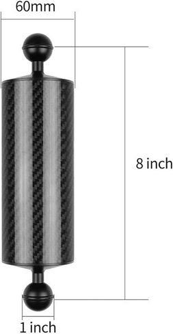 D60mm الألياف الكربونية العائمة ذراع لترتيل ، ذراع مائية ، ذراع مزدوج الكرة خفيفة الوزن للكاميرا تحت الماء ، صينية الغوص ، ضوء الفيديو ، و strobe (أسود ، D60mm 5 بوصة) in Kuwait