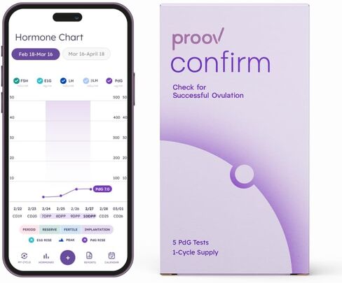 Proov PdG Test | 5 Progesterone Metabolite Test Strips | Only FDA Cleared Test to Confirm Successful Ovulation at Home | 1 Cycle Pack | Works Great with Fertility, Pregnancy & Ovulation Tests in Kuwait