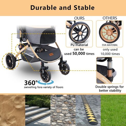 Pettingzoo Dog Stroller, Aluminum Frame, Removable Carrier, 60 lbs in Saudi Arabia