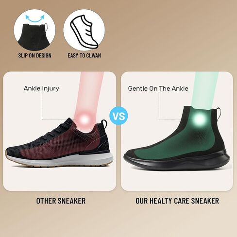 LinnOaks Sock Boots For Women High Top Sneaker Boots Walking Wide Width Comfort Slip On Lightweight Sneakers in Saudi Arabia