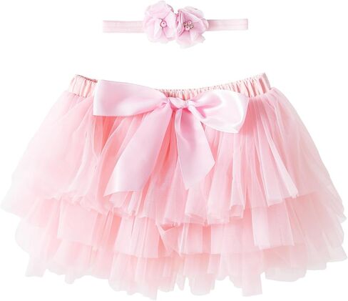 Jastore Baby Girls Soft Fluffy Tutu Skirt with Diaper Cover Toddler Girl Tutu Skirt Sets with Flower Headband in Saudi Arabia