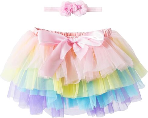 Jastore Baby Girls Soft Fluffy Tutu Skirt with Diaper Cover Toddler Girl Tutu Skirt Sets with Flower Headband in Saudi Arabia