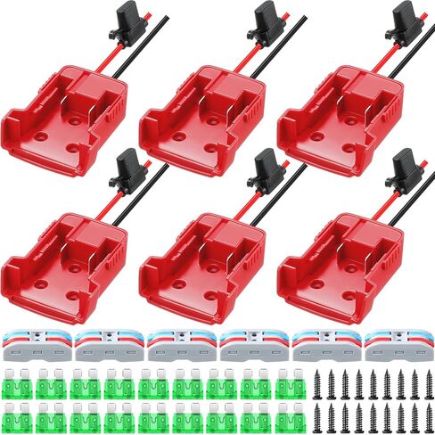 Pickmesh 4 Packs Wheels Adapter Compatible with Milwaukee 18v Battery Adapter Converter Kit for RC Car Robotics RC Truck DIY Use Power Connector with 12AWG Wire Fuses and Wire Terminals in Saudi Arabia