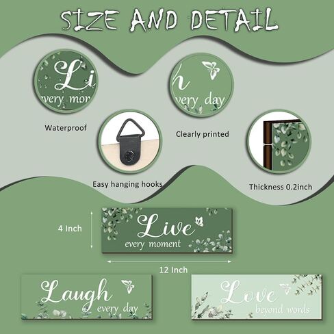 3 Pieces Rustic Living Room Wall Decor Blue Room Decor Love and Laugh Quote Sign Farmhouse Wall Decoration for Home Office Wedding Kitchen Living Room Bedroom Bathroom(Blue, 12x4Inch) in Saudi Arabia