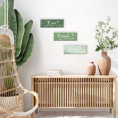 3 Pieces Rustic Living Room Wall Decor Blue Room Decor Love and Laugh Quote Sign Farmhouse Wall Decoration for Home Office Wedding Kitchen Living Room Bedroom Bathroom(Blue, 12x4Inch) in Saudi Arabia