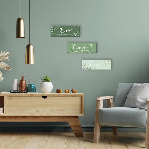 3 Pieces Rustic Living Room Wall Decor Blue Room Decor Love and Laugh Quote Sign Farmhouse Wall Decoration for Home Office Wedding Kitchen Living Room Bedroom Bathroom(Blue, 12x4Inch) in Saudi Arabia