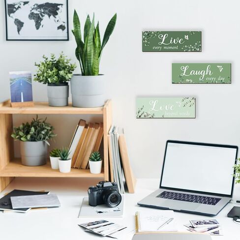 3 Pieces Rustic Living Room Wall Decor Blue Room Decor Love and Laugh Quote Sign Farmhouse Wall Decoration for Home Office Wedding Kitchen Living Room Bedroom Bathroom(Blue, 12x4Inch) in Saudi Arabia