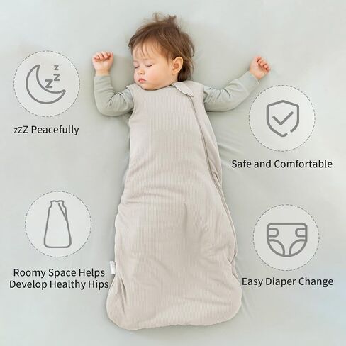 BubblePanda Rayon Made from Bamboo Sleep Sack 0-6 Months 0.5 Tog Newborn | 0-3 Months Infant Sleep Sacks, 3-6 Months Soft Sleeping Sack, 2-Way Zipper, Wearable Blanket for Babies, Oat, Small in Saudi Arabia