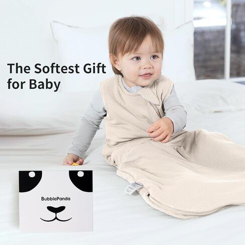 BubblePanda Rayon Made from Bamboo Sleep Sack 0-6 Months 0.5 Tog Newborn | 0-3 Months Infant Sleep Sacks, 3-6 Months Soft Sleeping Sack, 2-Way Zipper, Wearable Blanket for Babies, Oat, Small in Saudi Arabia