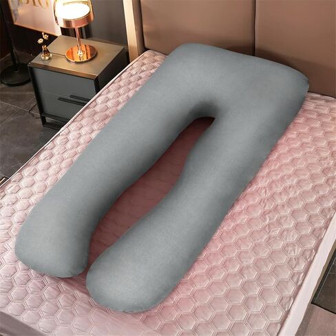 Pregnancy Pillow Cover - U Shaped Pillow Case - Maternity Body Pillow Cover - Removable Soft Cotton Cover for Ultimate Comfort (Grey) in Kuwait