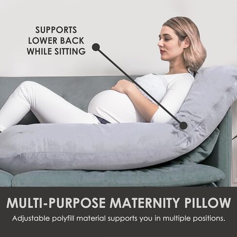 Stone & Black Home Pregnancy Pillow for Sleeping- Providing Extreme Comfort, Support, and Tranquility - Ensuring Relaxation Throughout Every Night's Rest (Cloud Gray) in Kuwait