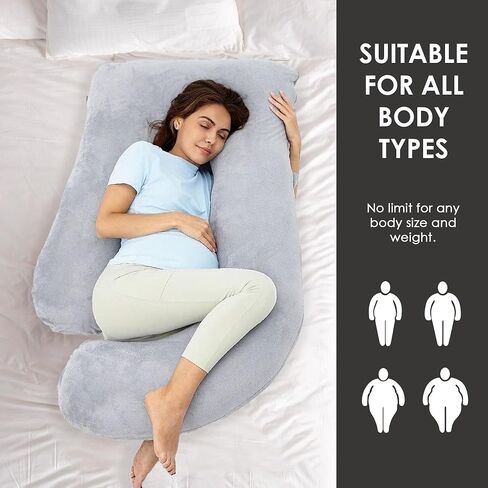 Stone & Black Home Pregnancy Pillow for Sleeping- Providing Extreme Comfort, Support, and Tranquility - Ensuring Relaxation Throughout Every Night's Rest (Cloud Gray) in Kuwait